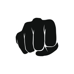 Hand Punch Fist Gesture Front View Vector Silhouette Illustration Sign Isolated on White
