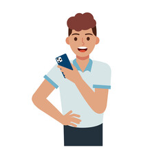 young man looking at his phone