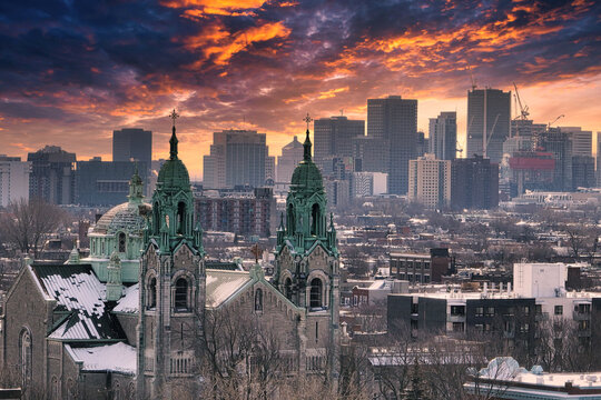 defaulSunrise on Plateau Mont Royal in Montreal city Canada