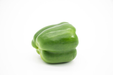 bell pepper on white studio background, selective focus, green bell pepper
