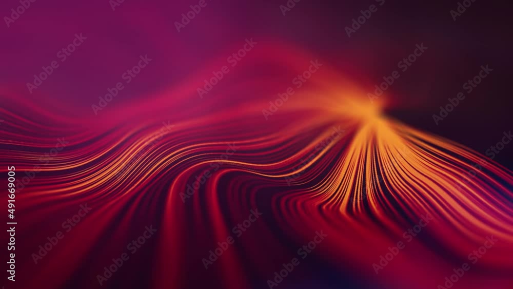 Poster concentric red lines dynamic colorful background. blue neon line technology background animation. se