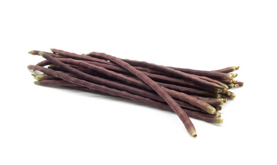 red color fresh yardlong bean over on white background.