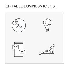 Business line icons set. Coins, cash and cyber money. Accounting. Finance concept. Isolated vector illustration. Editable stroke