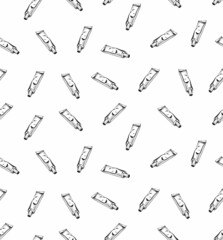 Cosmetic tube seamless pattern. Black and white background. 