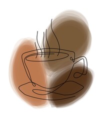 illustration of a coffee cup on a white background and elegant colors