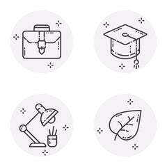 Education Flat Icon Set Isolated On White Background