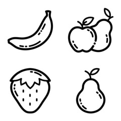 Fruits Flat Icon Set Isolated On White Background