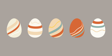 Easter eggs retro flat vector illustration set