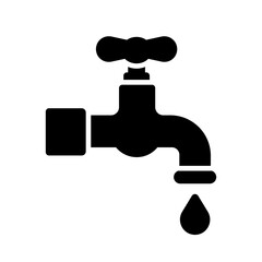 Faucet with drop vector glyph icon