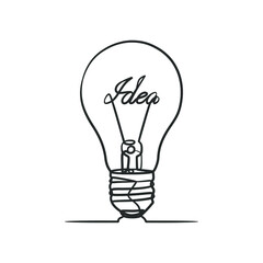 Continuous line drawing of light bulb symbol idea