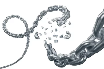 Foto op Plexiglas 3D illustration of broken iron chain © dmitrymirror