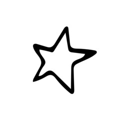Obraz premium Hand drawn doodle star. Vector star shaped element. Black Outline.