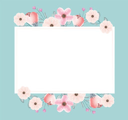 watercolour pink floral frame