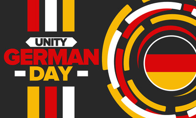German Unity Day. Happy national holiday of unity, freedom and reunification. Deutsch flag. Celebrated annually on October 3 in Germany. Patriotic poster design. Vector illustration