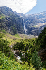 Gavarnie chasm with waterfalls in france
