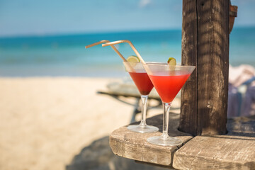Alcohol cocktail drink at the beach.