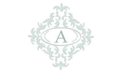 Floral monogram with the letter A of the center for postcards, invitations, menus, labels. Graphic design of pages, business sign, boutiques, cafes, hotels, wedding invitations.