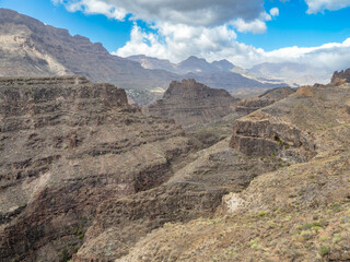 Fototapeta na wymiar View of Ansite Fortress from Guriete viewpoint, Grand Canary Island, Spain