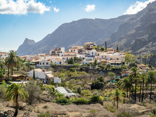 View on Fataga village located in Grand Canary, Canary Islands, Spain