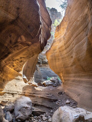 Amazing orange canyon called Barranco de las vacas located in Gran Canaria, Spain