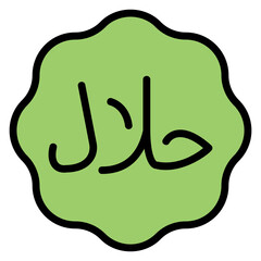 Halal Sign filled line color icon. Can be used for digital product, presentation, print design and more.