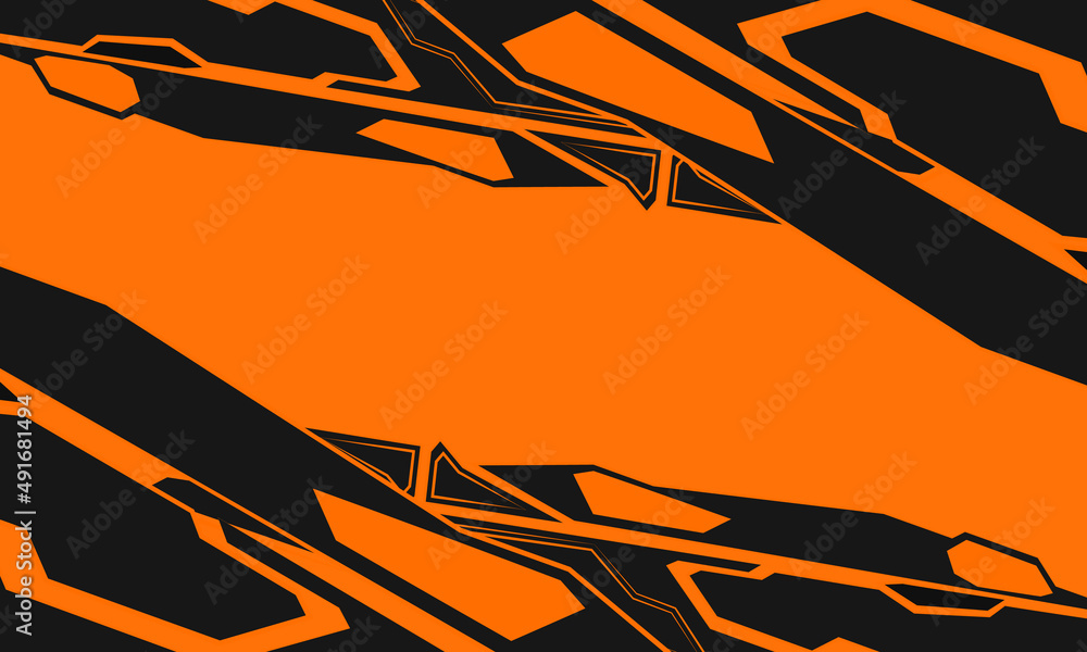 Aufkleber technology futuristic orange and black robotic gaming abstract background. techno flat background. a