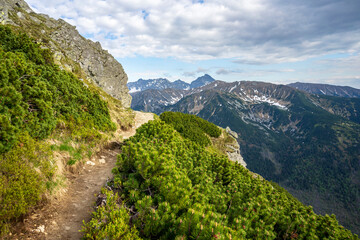 Ridge trail Kasprowy Wierch - Kopa Kondracka. Western Tatra Mountains.