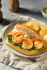 Homemade Southern Shrimp Po Boy Sandwich