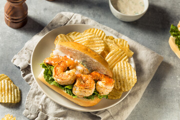 Homemade Southern Shrimp Po Boy Sandwich