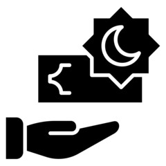 Zakat with money gift glyph icon. Can be used for digital product, presentation, print design and more.