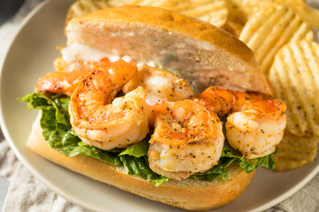 Homemade Southern Shrimp Po Boy Sandwich