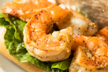 Homemade Southern Shrimp Po Boy Sandwich