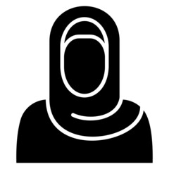 Muslimah woman glyph icon. Can be used for digital product, presentation, print design and more.