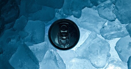 Tin can in ice as background texture