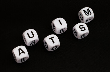 the word Autism written out in letter dice