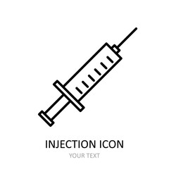 Outline vector icon  - injection. Medical drawing.