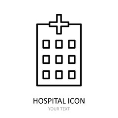 Fototapeta premium Linear drawing of hospital. Vector icon