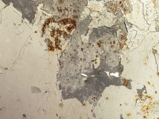 old, rusty texture. peeling white paint peels from old age on corroded metal. retro background