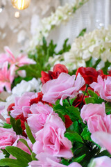 Close-up minimalist flowers wedding decorations