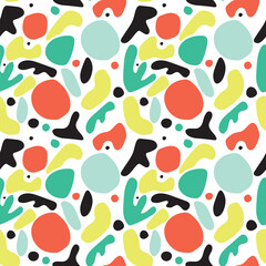 Seamless pattern with abstract flowers and leaves. Contemporary wallpaper.