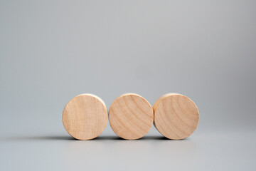 3 blank wood cube mock up in horizontal shape on isolated background for create letter or symbol,...