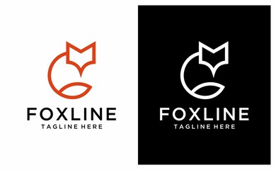 fox line logo icon designs vector on a black and white background.