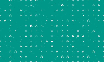 Naklejka na ściany i meble Seamless background pattern of evenly spaced white lungs symbols of different sizes and opacity. Vector illustration on teal background with stars