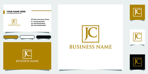 Letters jc square shape monogram with business card design