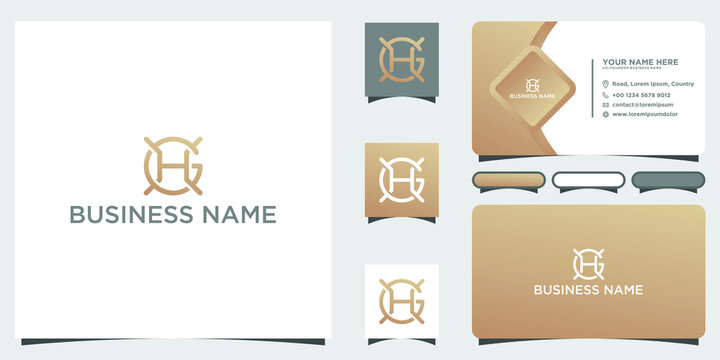 Initial hg or gh logo design vector template with business card design