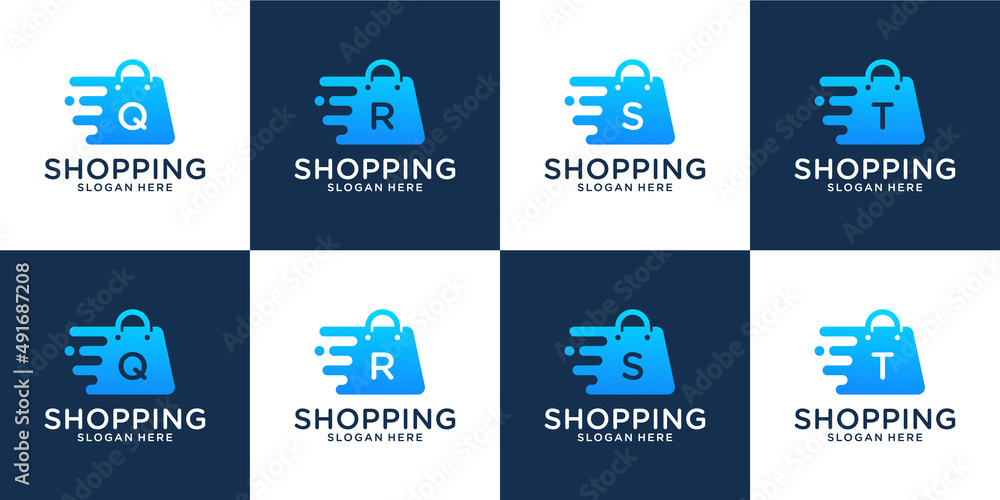 Wall mural Letter q r s t shopping store logo design template 