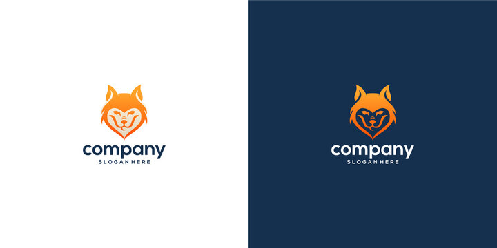 Fox logo with love concept 