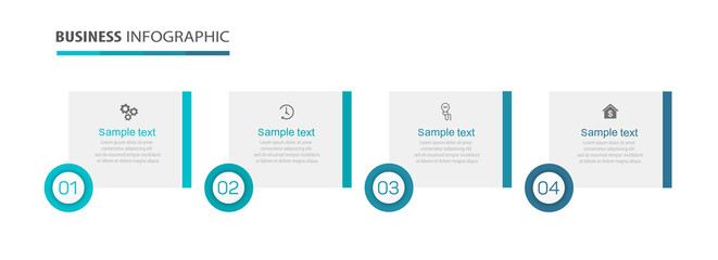 Business infographic design template with 4 options, steps or processes. Can be used for workflow layout, diagram, annual report, web design 