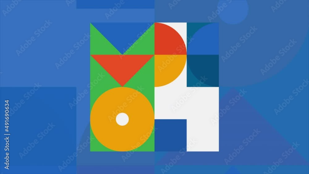 Poster square with moving geometric shapes. motion. stylish animation with geometric patterns in square. re