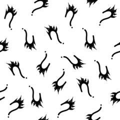 Vector illustration. Question mark seamless pattern. Seamless vector pattern with hand-drawn question marks. Monochrome hipster background. Hand drawn black punctuation marks.
